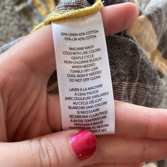 Beachlunchlounge Tie Front Yellow and Grey Pants M - Picture 6 of 7